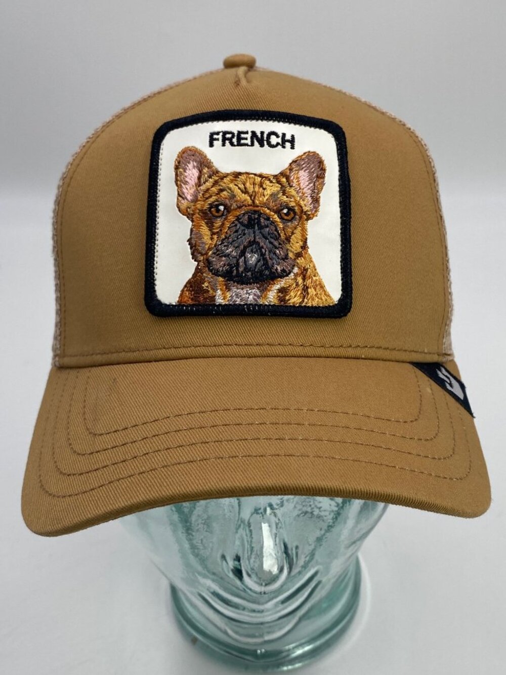 Goorin Bros The Farm French Cap SnapBack Trucker Hat Dog Gold One Size Bulldog